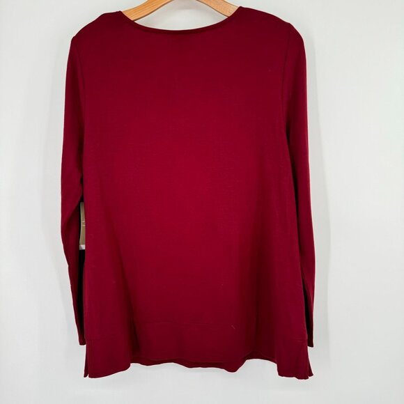 Chicos 1 Womens top Red Long Sleeve Button destail Size medium knit long sleeve - Picture 12 of 12